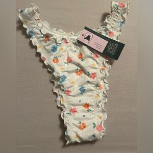 Wild Fable Floral Ruffle One Piece Swimsuit Cheeky Adjustable Straps White XXS N